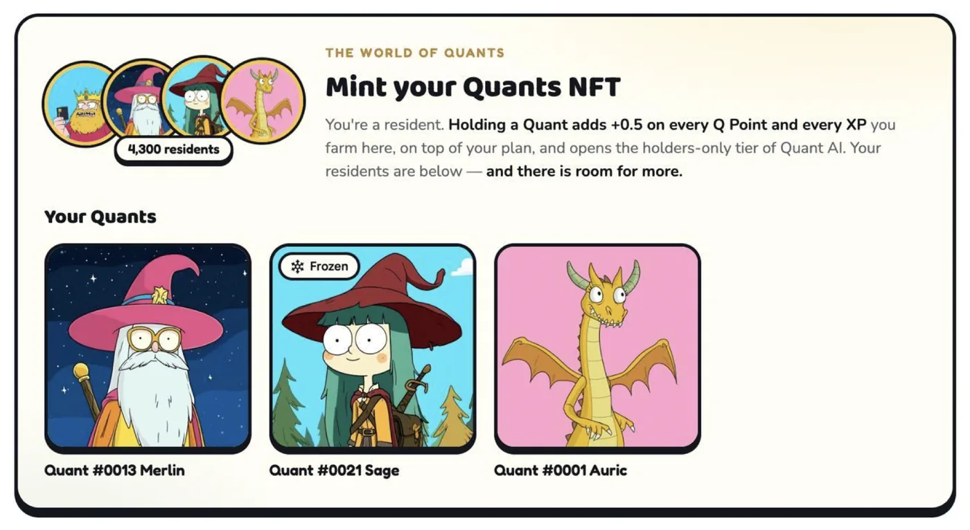 Your Quants in the wallet: Merlin, a frozen Sage, and Auric.